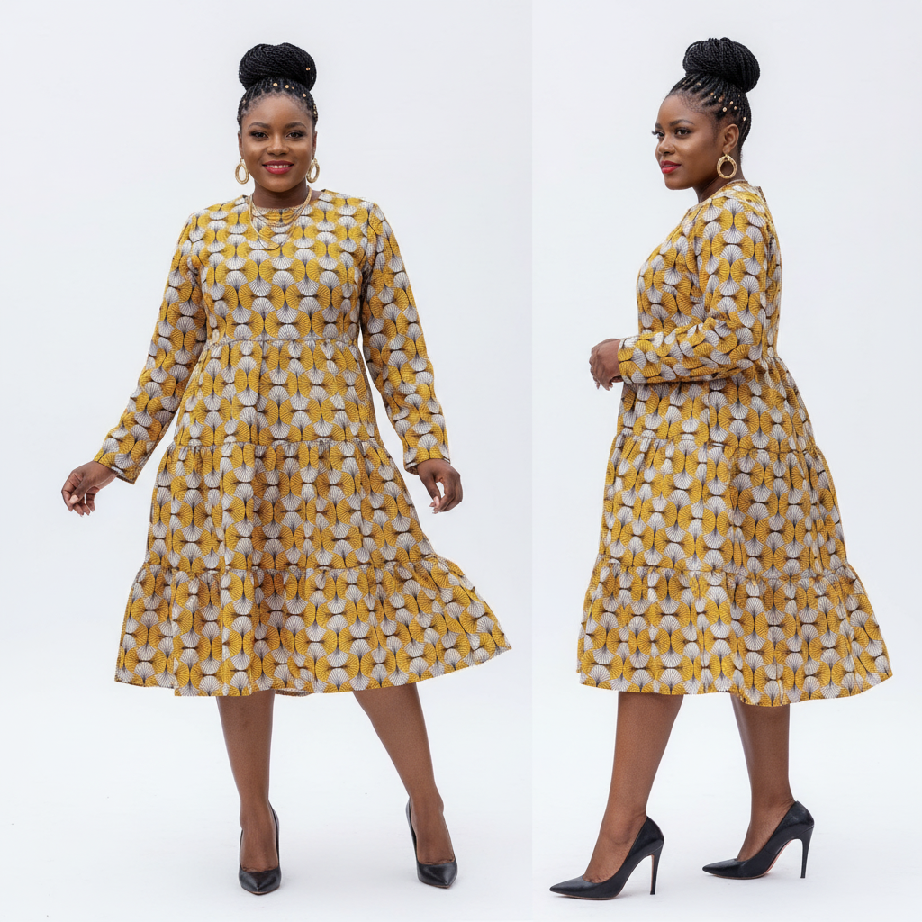African Long Sleeve Printed Dress