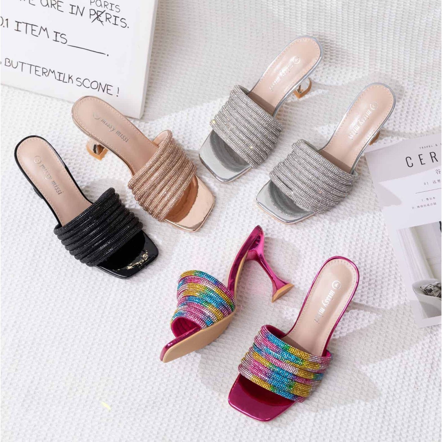 Square toe  high heel Pushing Sandel