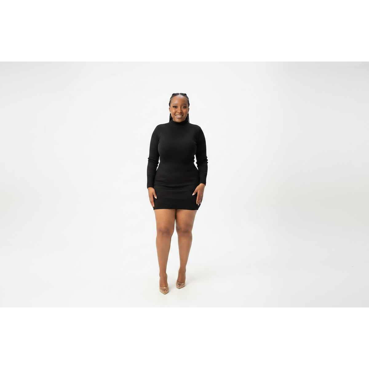 Glitter Turtleneck Mini Dress