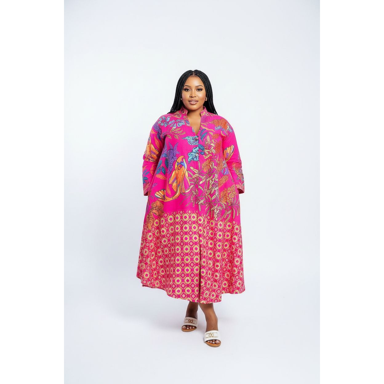 Buttoned Floral Maxi Dress