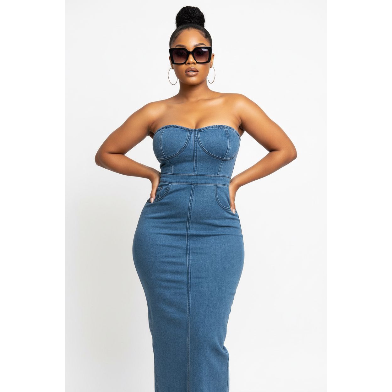 Boob Tube Elegant Denim Bodycon Dress
