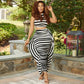 Striped Sleeveless Top And Bodycon Skirt Set