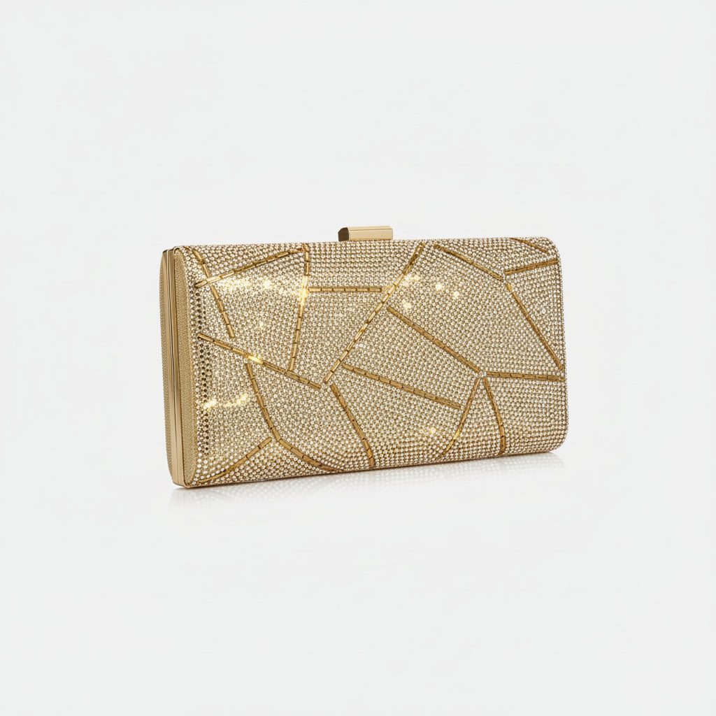 Abstract Diamante & Rhinestone Clutch Bag