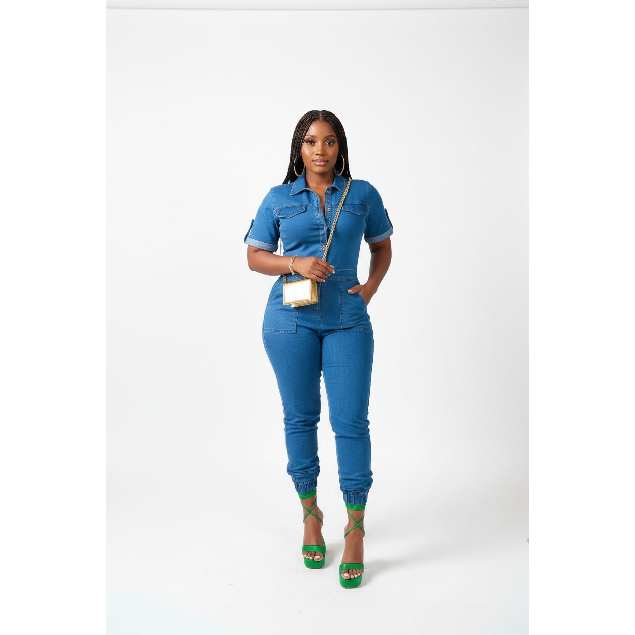 Denim Zipper Jumpsuit