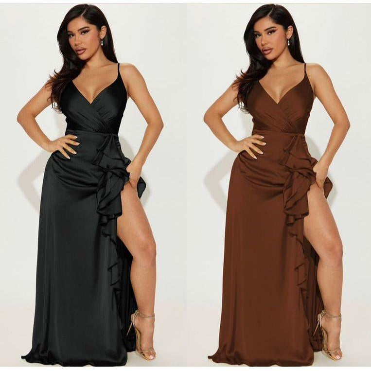 Printed V-Neck Slit Dress (MWBT) T
