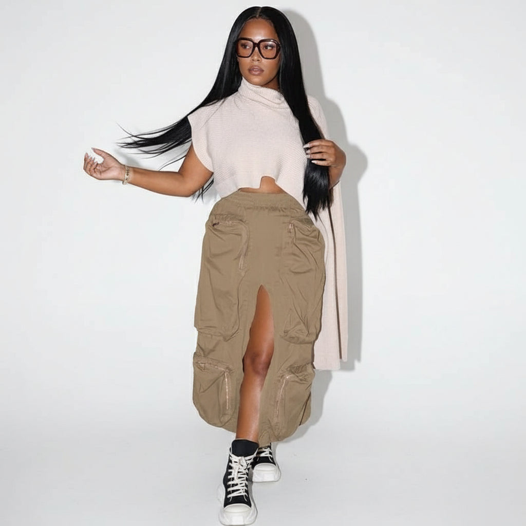 Vintage Front Slit Skirt