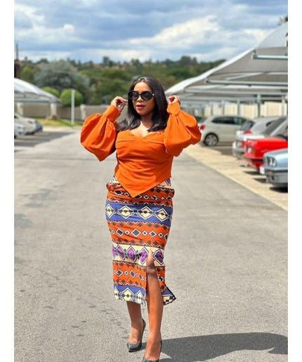 African Pencil Skirt and Corset Top Set