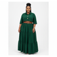 High Waisted Flowing Skirt And Button Detailed Top Set