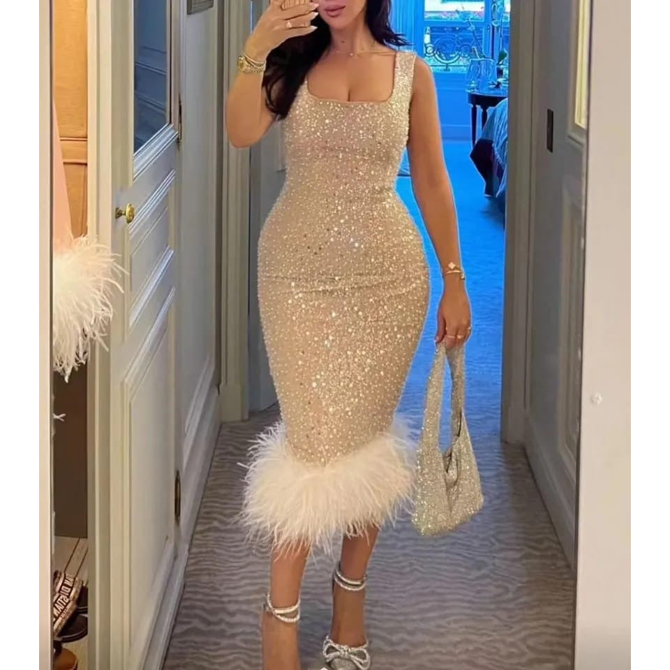 Sleeveless Square Neck Bodycon Dress