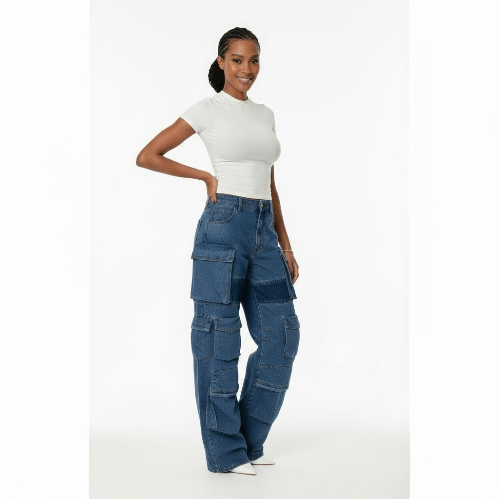 Denim Side Pockets Pants