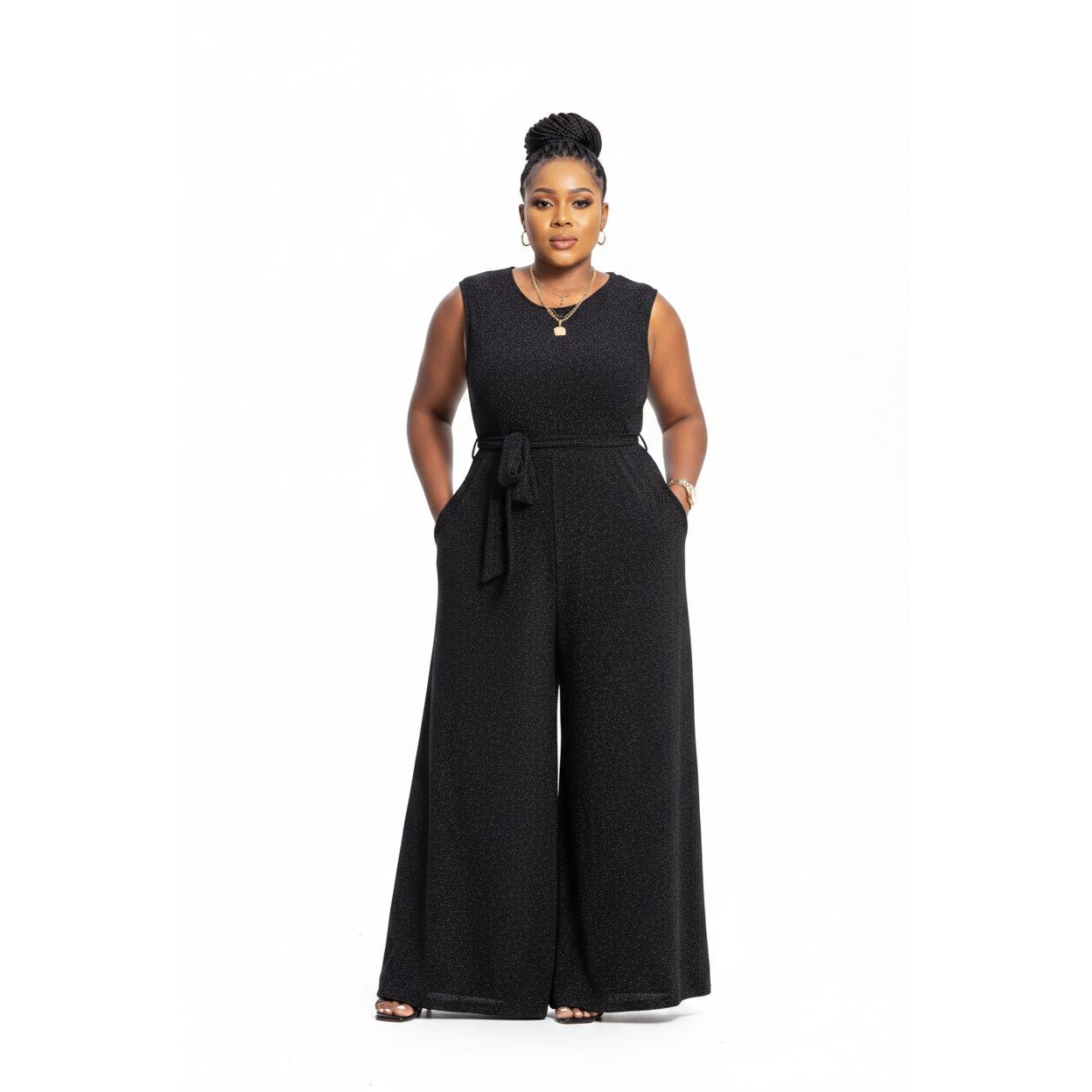 Sleeveless Round Neck Jumpsuit.