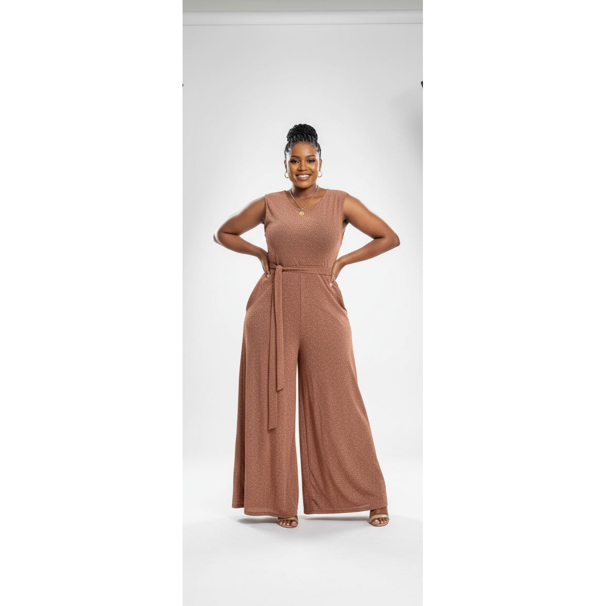 Sleeveless Round Neck knitted Jumpsuit.