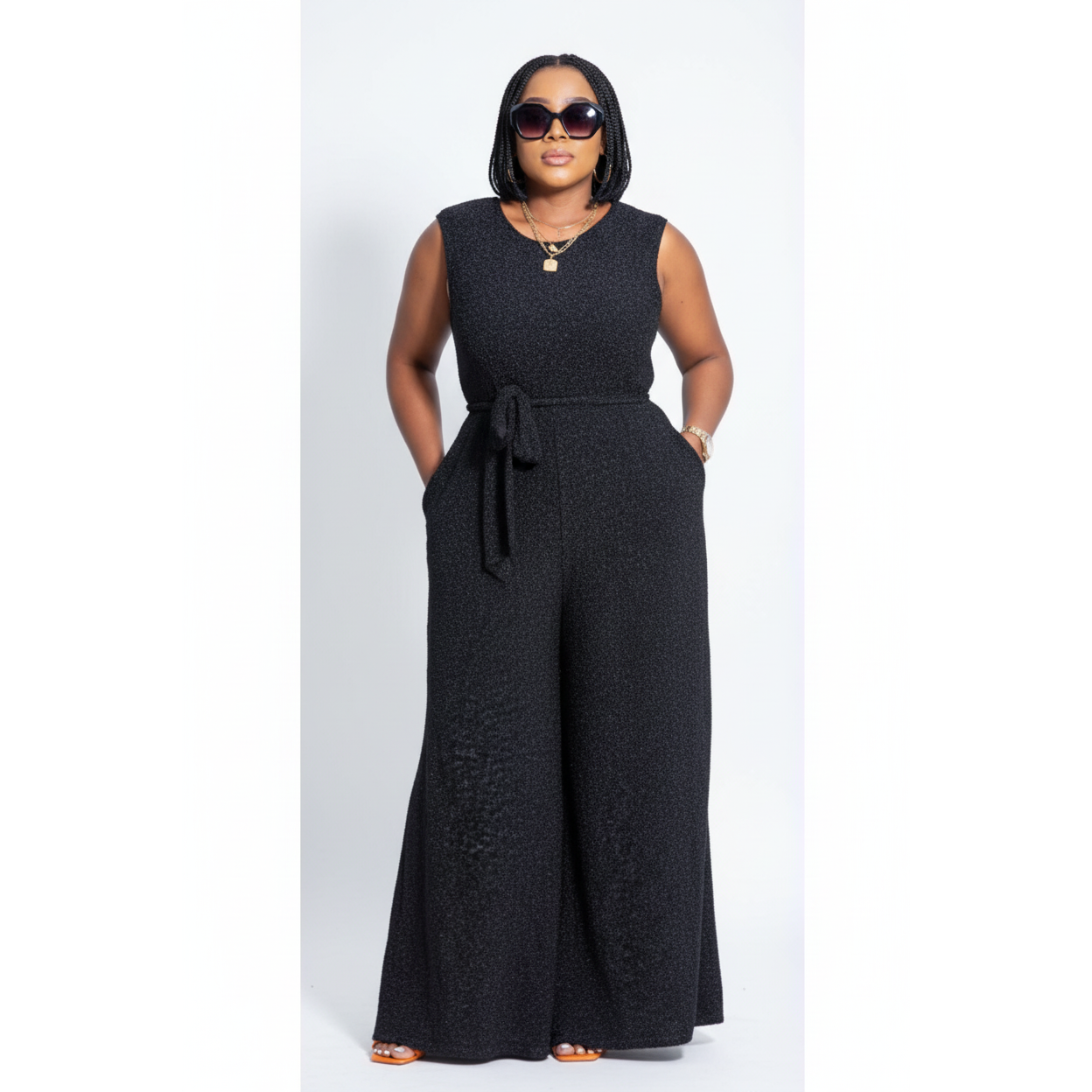 Sleeveless Round Neck knitted Jumpsuit.