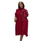 Floral Embroided Pearl Design  Decor Midi Dress