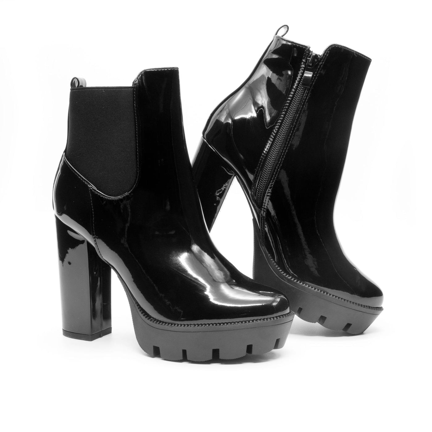 Glossy Thick Heel Boots — YELLOW SUB TRADING