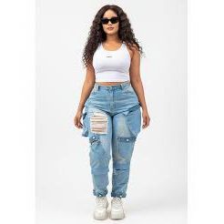 Ripped Pockets detailed Denim Trousers