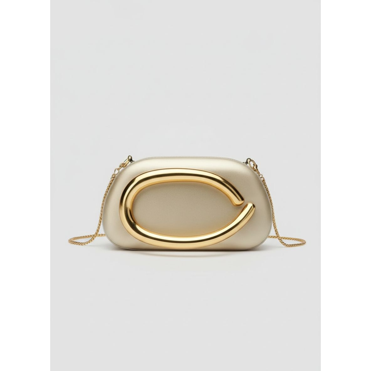 Ladie's Gold Metal Handle Clutch Bag