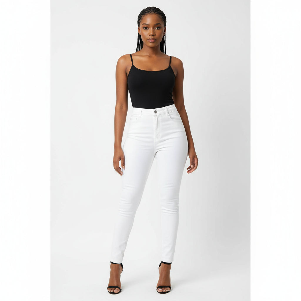 Plus-Size High Waisted white skinny Jeans.