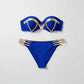 Gold Stamping Bikini Padded Swimsuit Sexy Set.