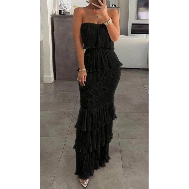 Off-Shoulder Lace Patchwork Knit Dress