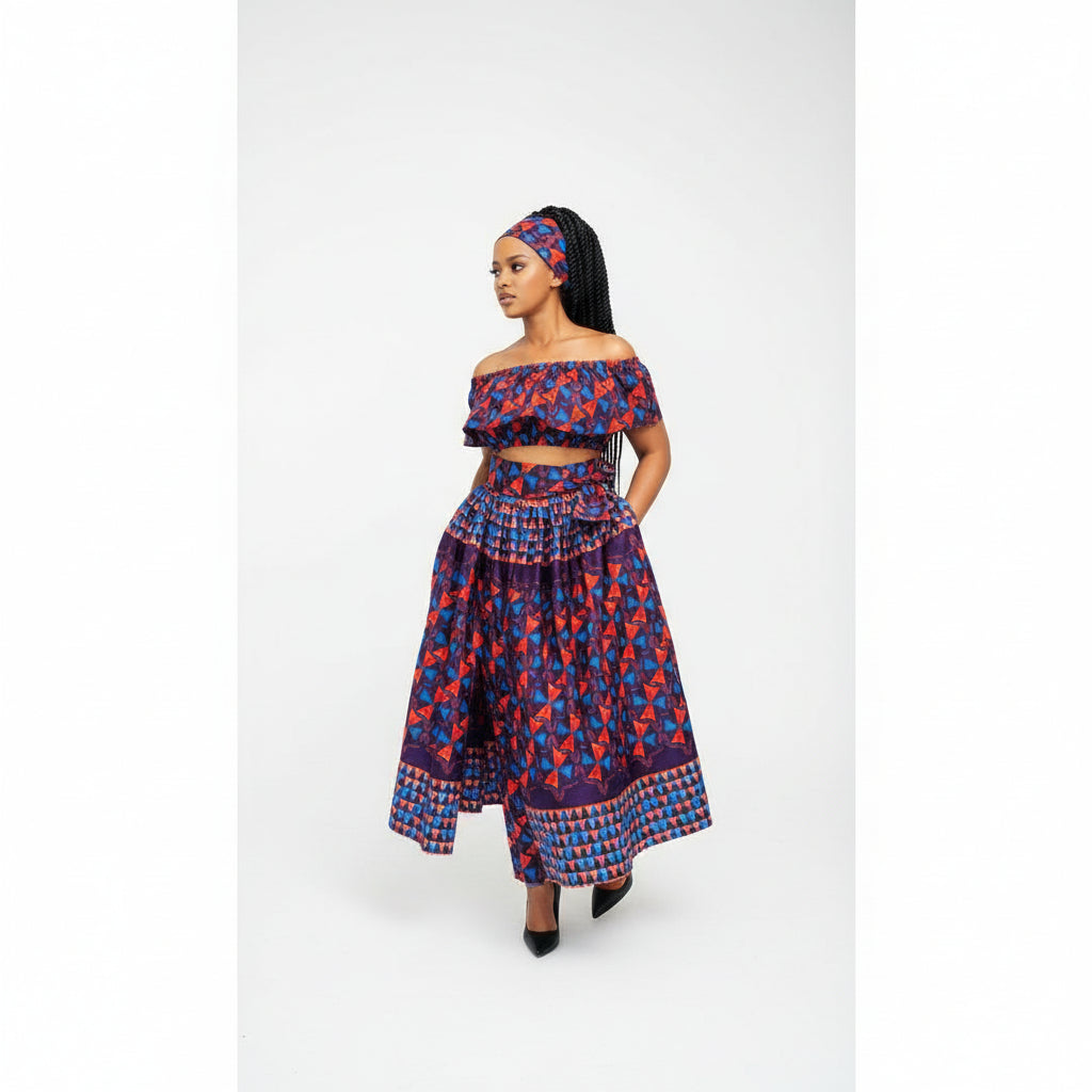 Side Slit High Waisted Skirt and Off Shoulder Top Set