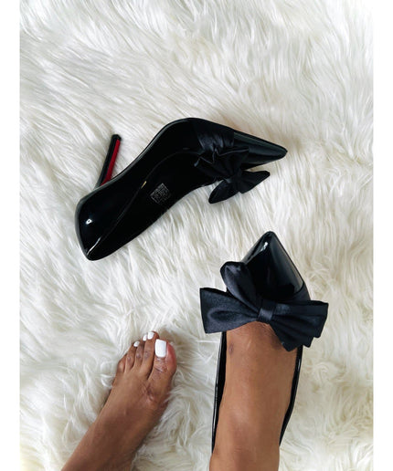 Pointed Toe Bow Knot Glossy High Heel