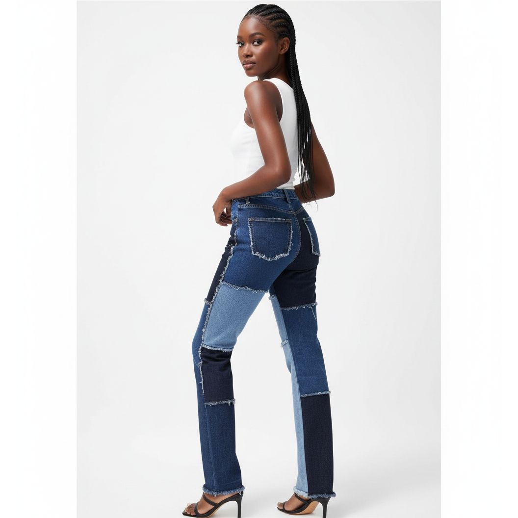 Denim Patchwork Colored Pant