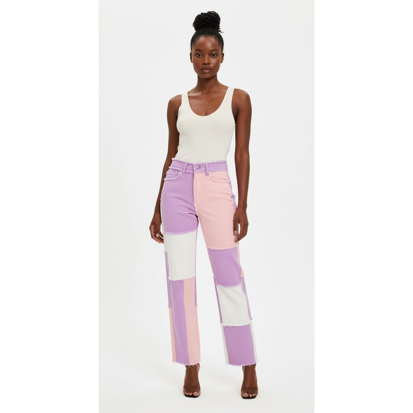 Denim Patchwork Colored Pant