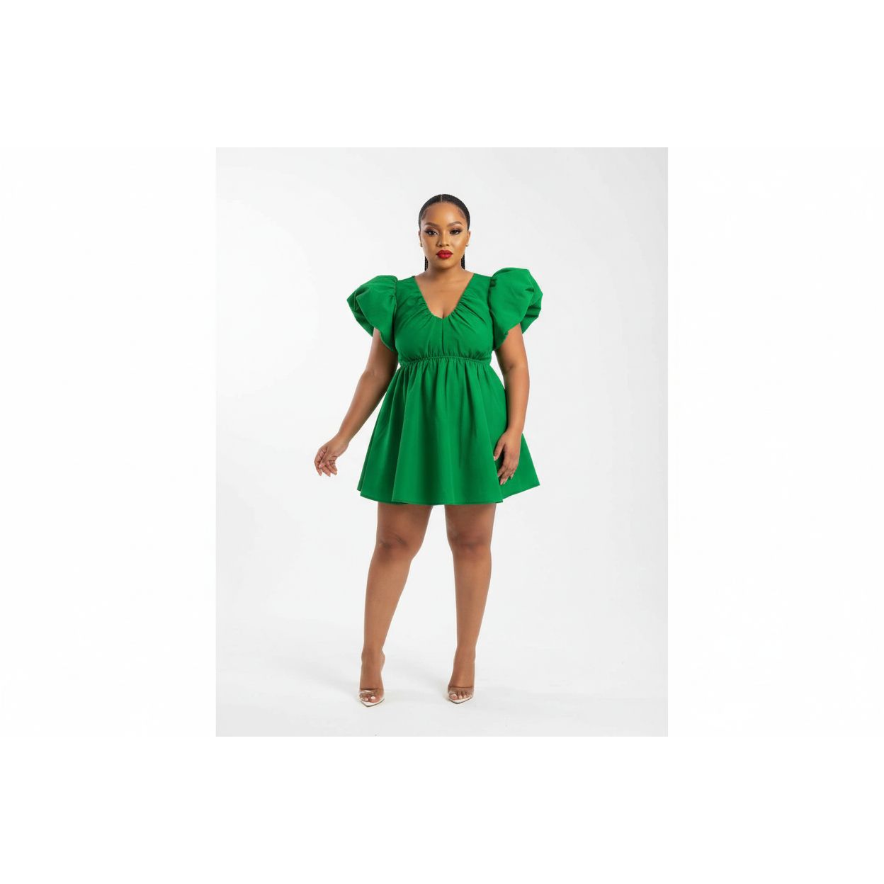 Sexy V-Neck Pleated Midi Dress