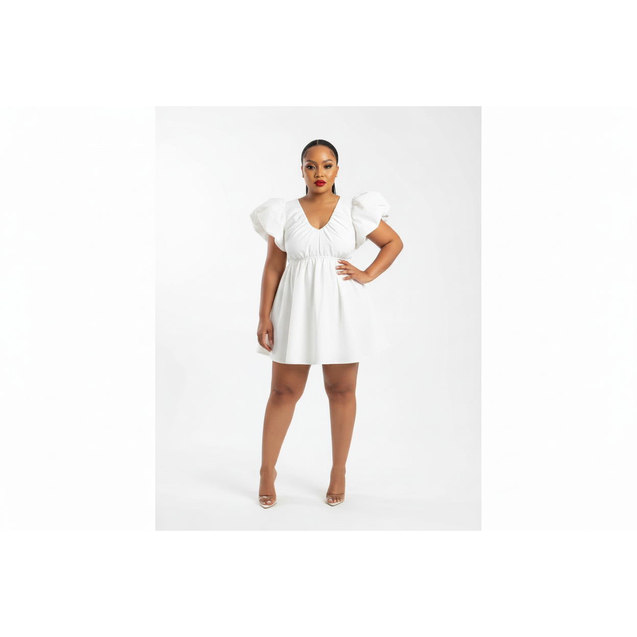Sexy V-Neck Pleated Midi Dress