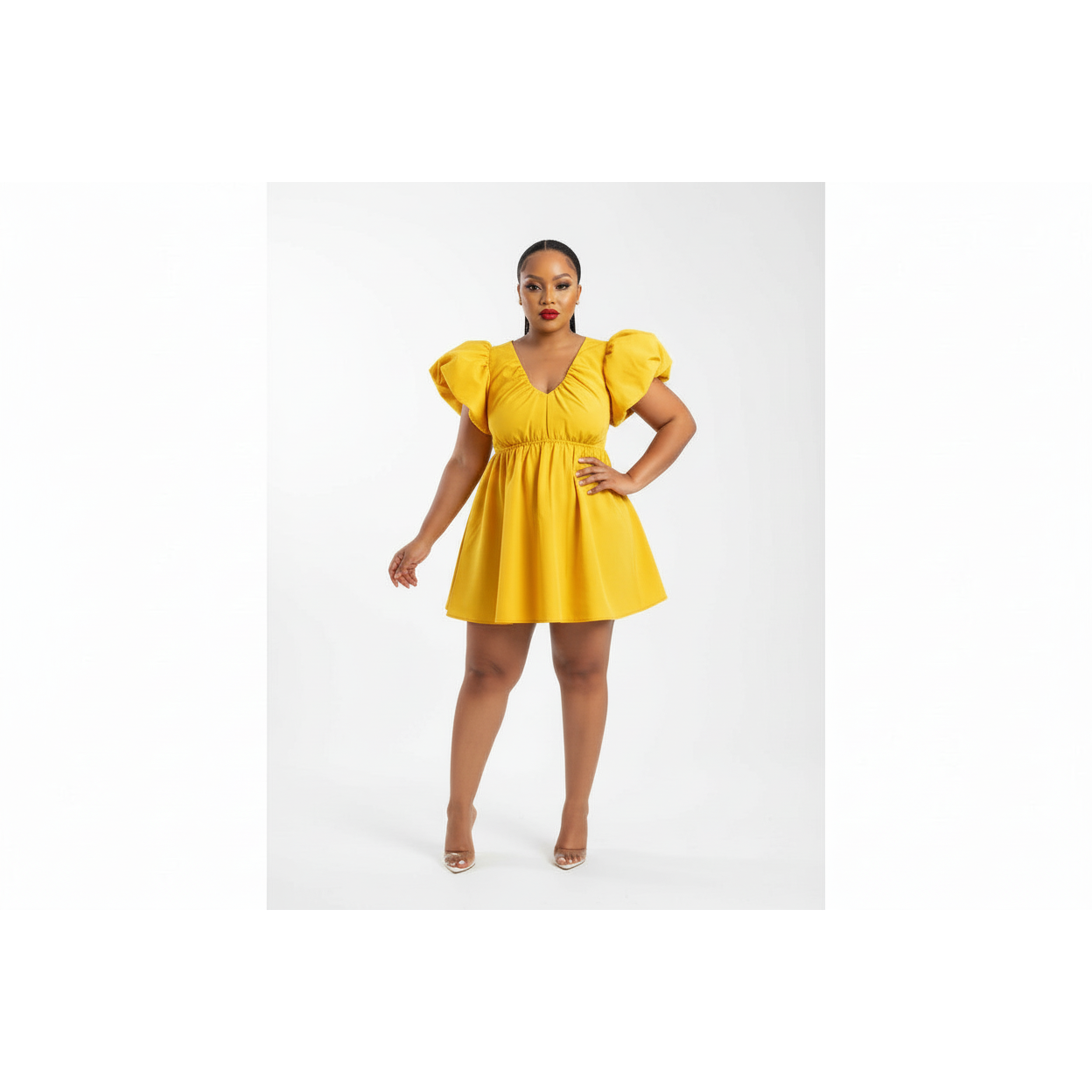 Sexy V-Neck Pleated Midi Dress