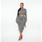 Sexy Knitted Crop Top and Skirt Set