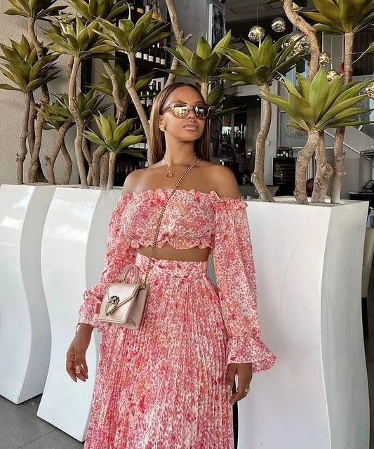 Elegant Geometric Printed Two Pieces Set