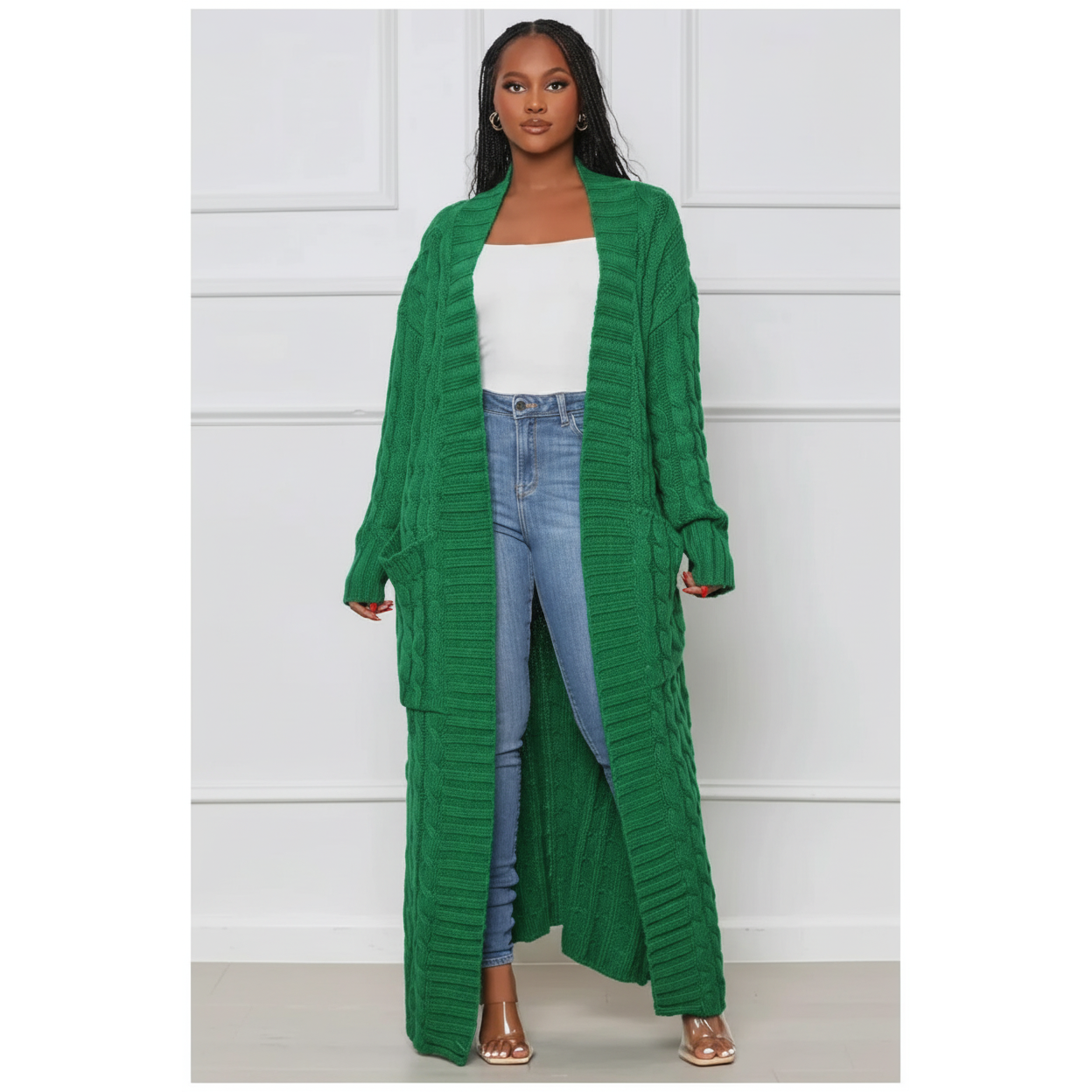 Pocket Long Sleeve Knitted Cardigan