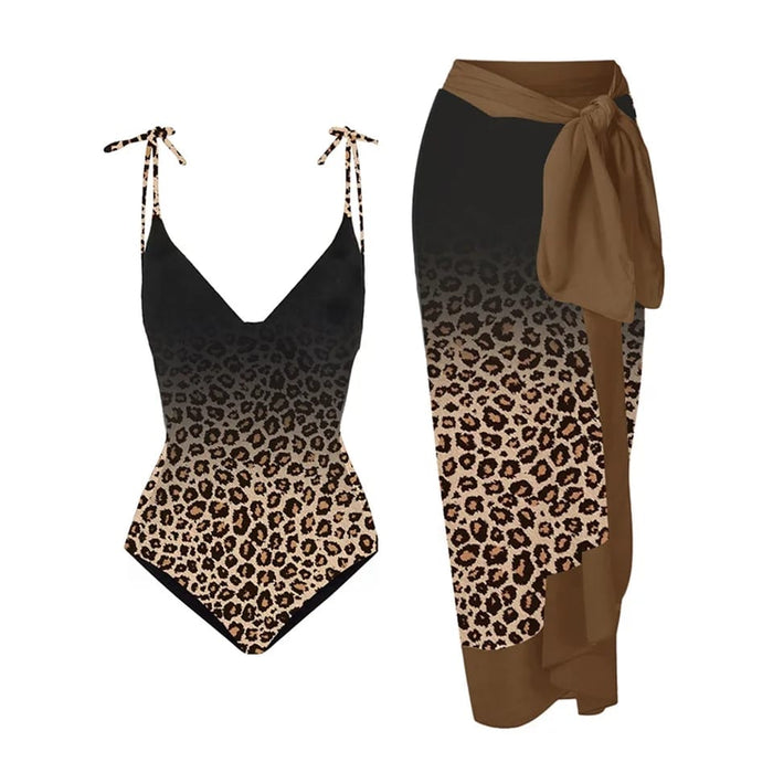 Vintage Leopard Swimsuit and Cover Up Set