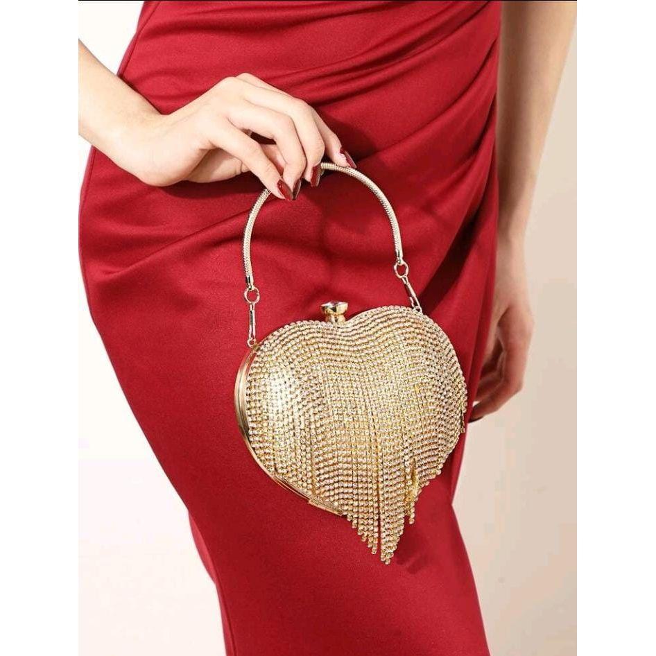 Rhinestone Love Clutch Handbag