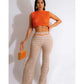 Sexy Knitted Crop Top and Pant Set