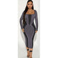 Vintage Bodycon Square Neck Dress