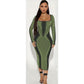 Vintage Bodycon Square Neck Dress