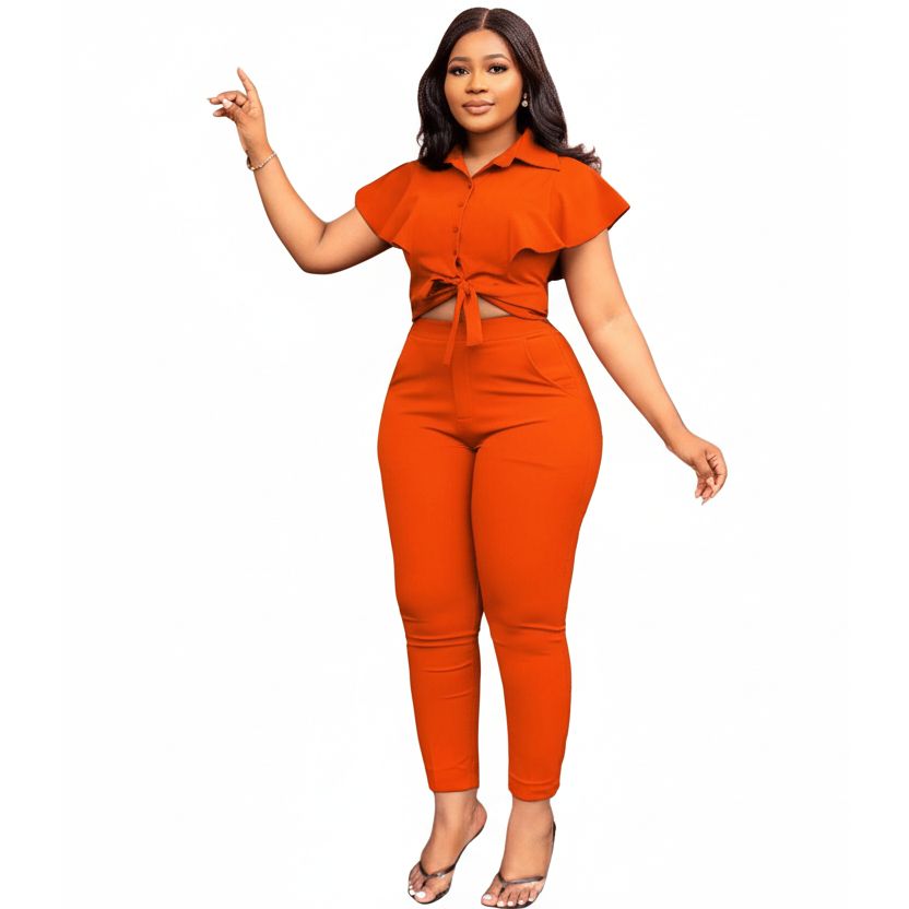 Sexy Buttoned Top and Pant Set