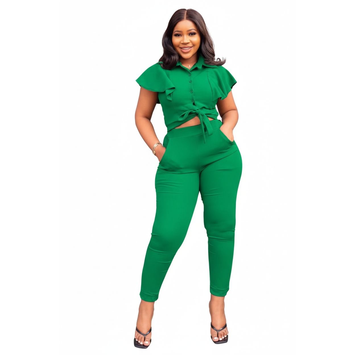 Sexy Buttoned Top and Pant Set
