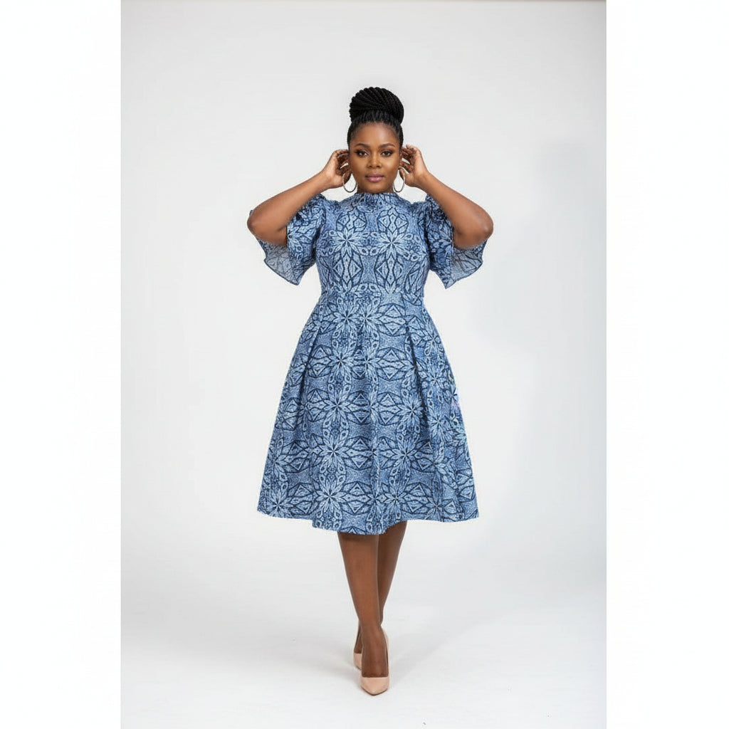 African Flared Sleeves Dress