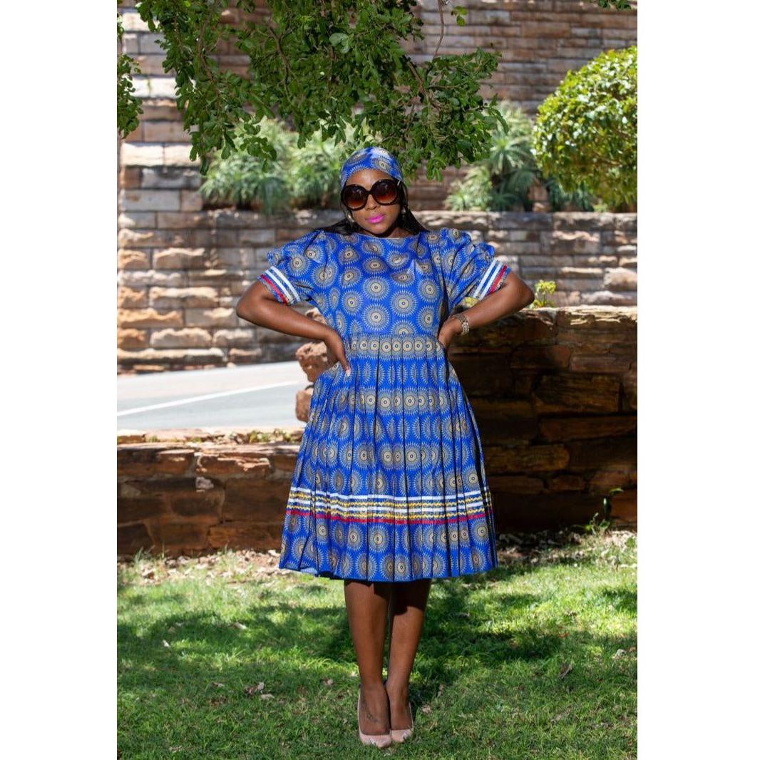 Short Sleeve V-Neck Ankara Dress