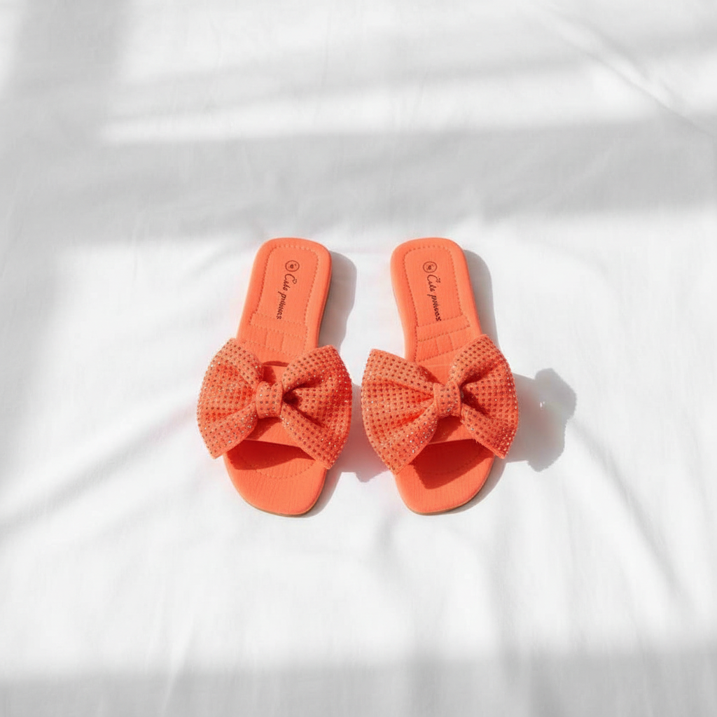Bowknot Rhinestone Flat Sandals