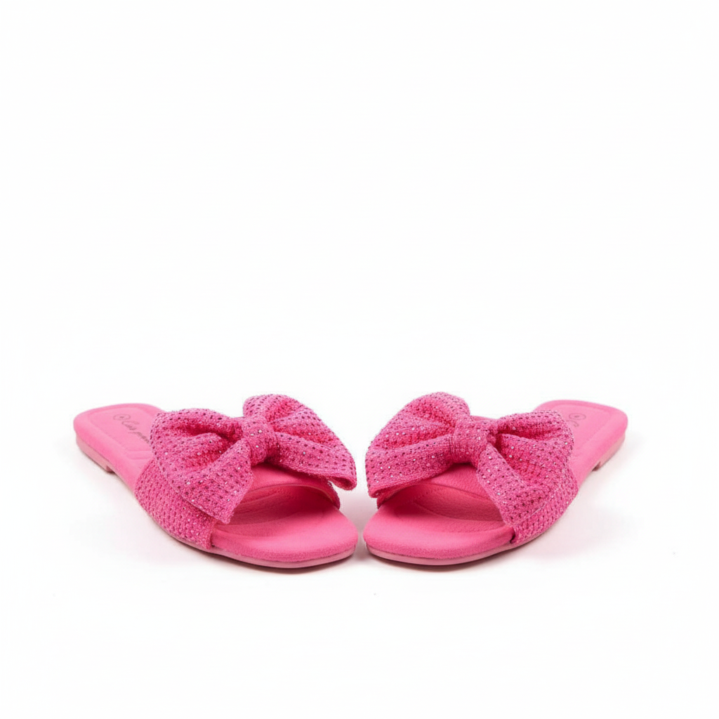 Bowknot Rhinestone Flat Sandals