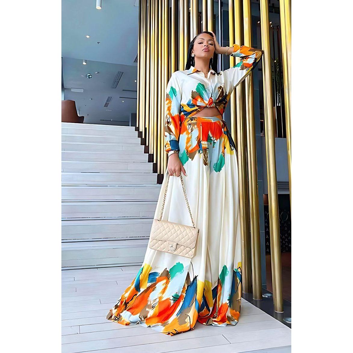 Vintage Multi-Color Top and Pant Set