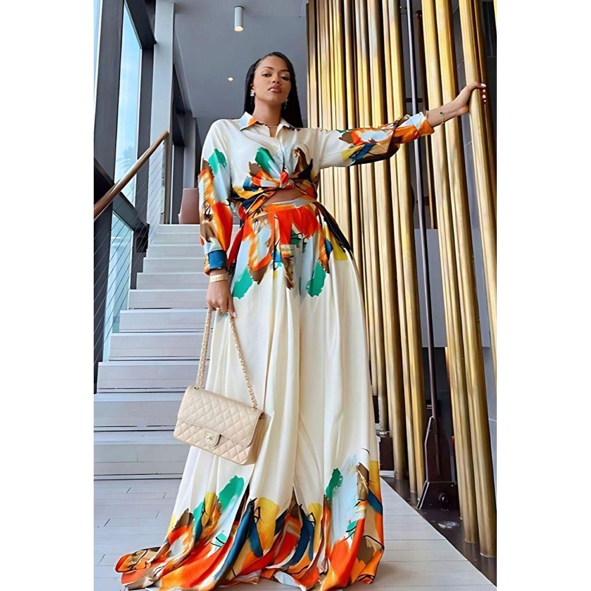 Vintage Multi-Color Top and Pant Set