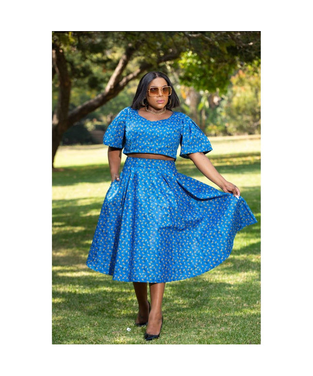 African Short Sleeve Top and Skirt Set