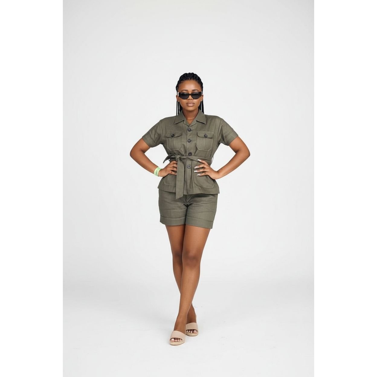 Vintage Buttoned Top and Short Pant Set