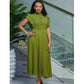 Buttoned Pleated Ruffle Dress